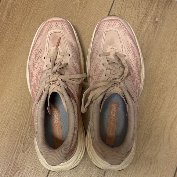Hoka Women's Blush and Cream Speedgoat Running Shoes - Picture 3 of 5